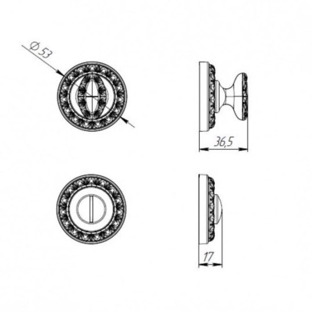 Rotary handle BK6 MT OS-9, color antique silver-1