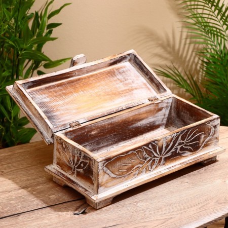 Casket "Flowers" 40x20x18 cm, Albeye tree, light brown-3