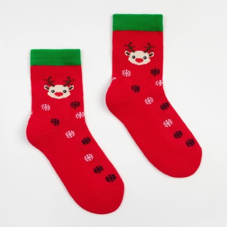 Baby socks with a plush follow, the color is red, size is 18-20
