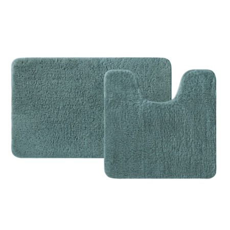 A set of mats for the bathroom IDDIS, 50x80 cm, 50x50 cm, microfiber, dark green color