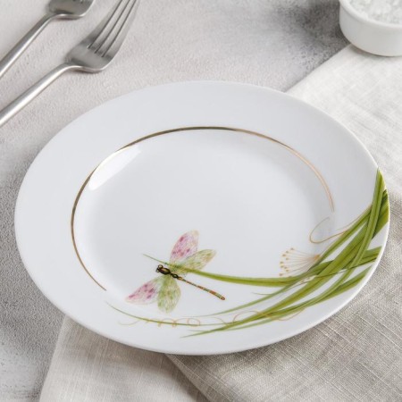 Porcelain plate "Dragonfly", d = 20 mm, white-1