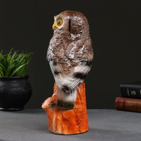 Piggy bank "Owl on the stump" Brown, 11x13x27.5cm-4