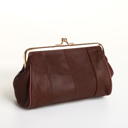 Cosmetic bag, 2 departments, outer pocket, brown color