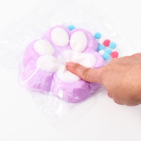 Squash anti -stress - a toy "Cat's foot", with a fluffy sprinkle, mix-7