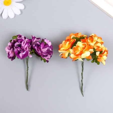 Decor for creativity "colorful flowers" mix, 9 cm (1 set = 1 bouquet) in the bouquet 6 flowers