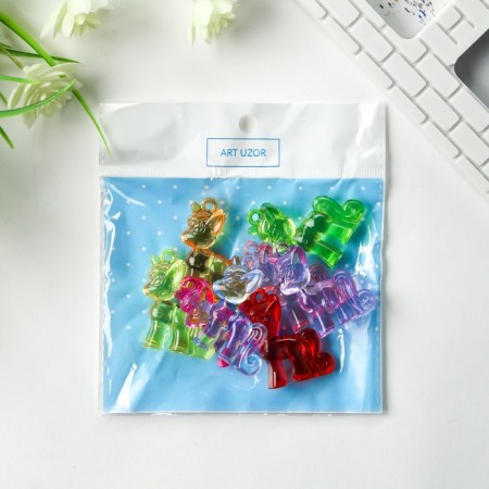 Decor for creativity plastic "Unicorn" transparent set of 8 pcs 3.4x4.1x1.1 cm mix-4