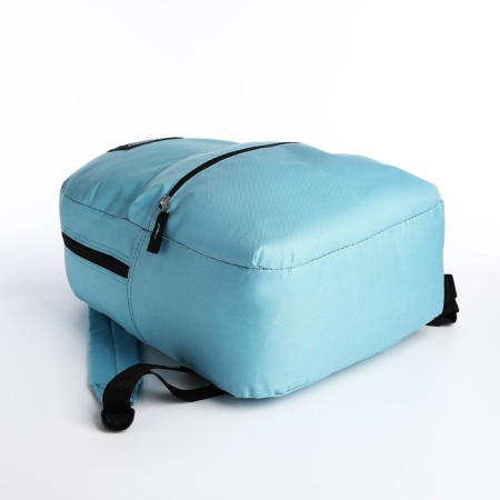A backpack with a zipper, external pocket, blue color-2