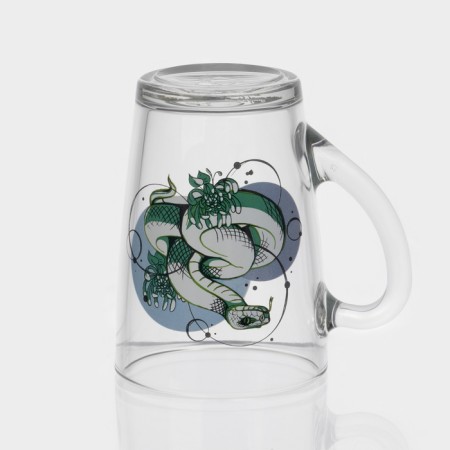 New Year's glass coffee mug "Snakes", 300 ml, mix-3