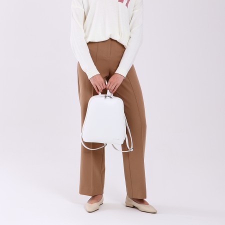 City backpack of artificial leather with lightning, white color-5