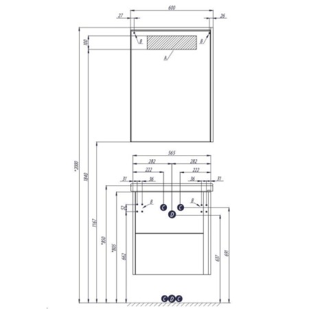 Aquaton Stone Wardrobe Mirror, 60 cm, Pine Arlington Pine-4