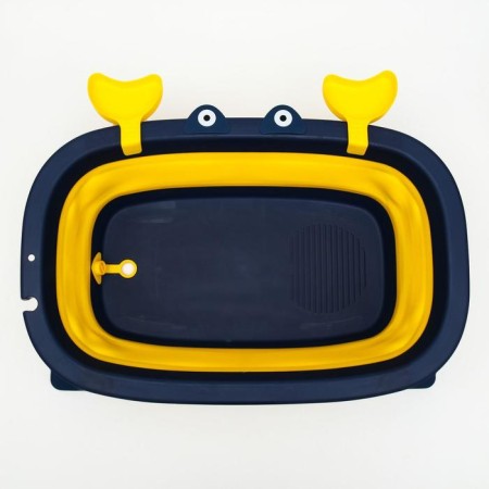 Bath -folding bath with drain, "crab", 67 cm., Blue/yellow color-1