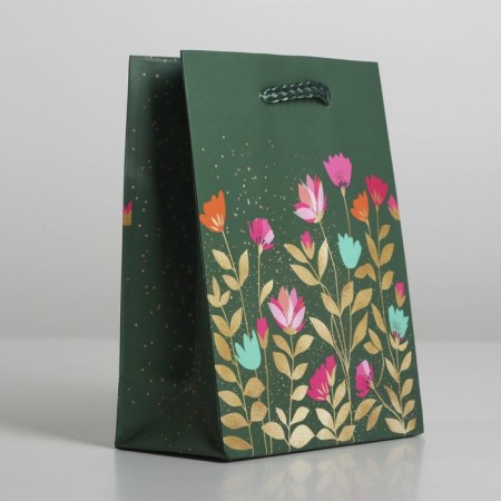 Gift package laminated, packaging, "flowers", s 12 x 15 x 5.5 cm-2