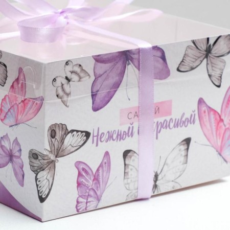 Capcake box, confectionery packaging, 4 cells “The most tender and beautiful”, 16 x 16 x 10 cm-2