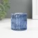 Glass of Glass for 1 candle "Cylinder. Wave" Blue D = 2 cm 4.8x4.8x5 cm