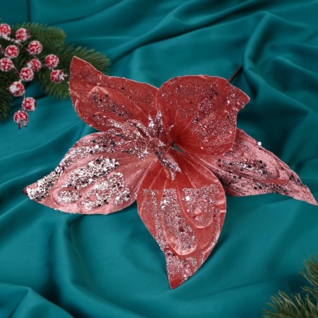 Decor "Winter Flower" Brill luxury, 24x20 cm, pink-1