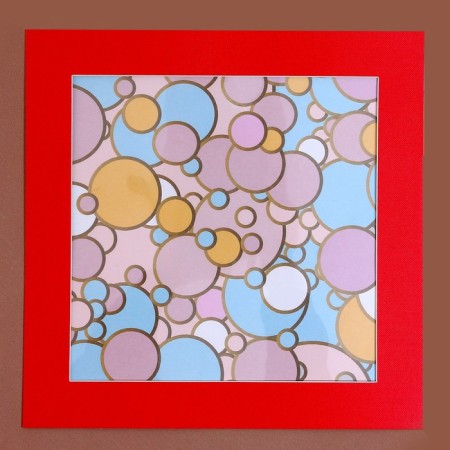 Paspartt frame size 30 × 30 cm, transparent sheet, adhesive tape, red color-3