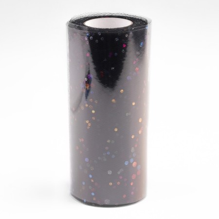 Fatin with multi -colored sparkles, 15 cm, 11 ± 1 g/sq.m, 23 ± 1 m, black color No. 40-2