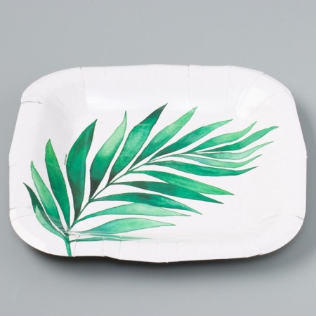 A plate disposable paper square "branch", eco, 16.5x16.5 cm-2