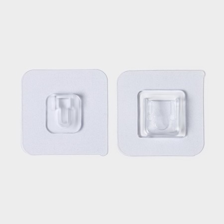 Hooks holders double self -adhesive, set of 10 pairs, 5.7 × 5.7 × 1cm, the color is transparent-2