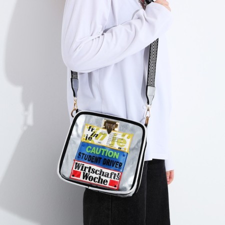 Bag Cross-Bodi with a zipper, silver color