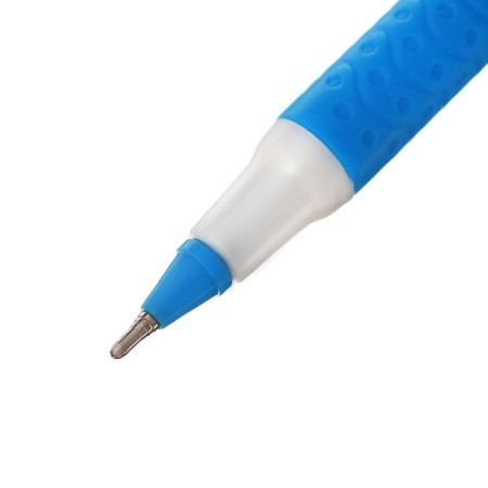 A set of ballpoint pens 12 pieces, 0.7mm, white housing with a rubber holder, blue ink, mix-3