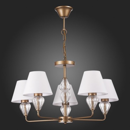 Suspended EVOLUCE lamp. Sle107423-05. Dalida. 5x60 watts, E14, 65x65x41 cm, golden color-4