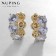 Hooping earrings Xuping Bright star, white color in gold, D = 1.5 cm