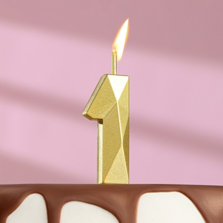 Candle in the cake on the skewer "Almaz", the number "1", gold, 4.5 cm