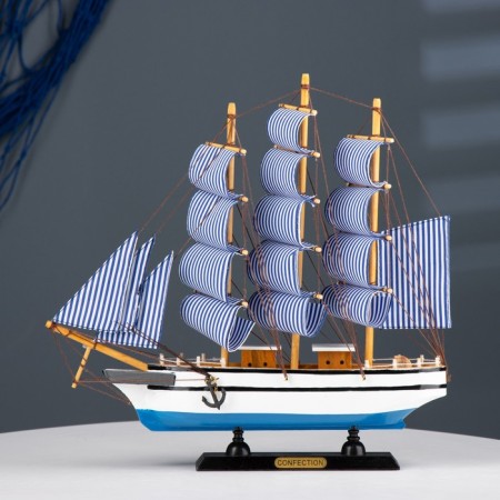 Ship "Chesma" three-masted blue-white paprusa, 34*7*32cm-10