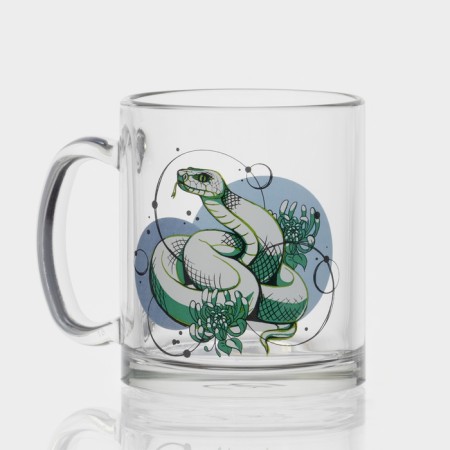 New Year's glass tea mug "Snakes", 320 ml, mix