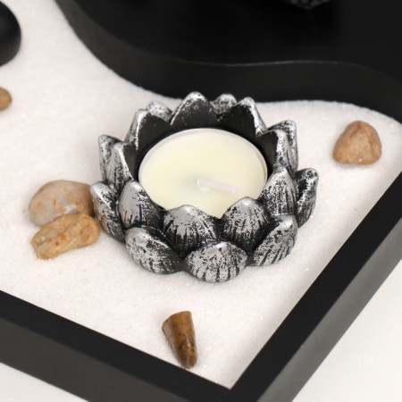 Garden of Zen Stones "Buddha Enlightenment" Sand white + candle 14x20x20 cm-3