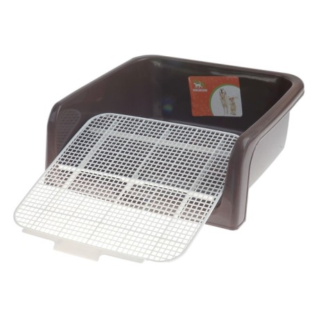 Dog toilet with high sides and a removable mesh 42x41x16 cm, brown-4