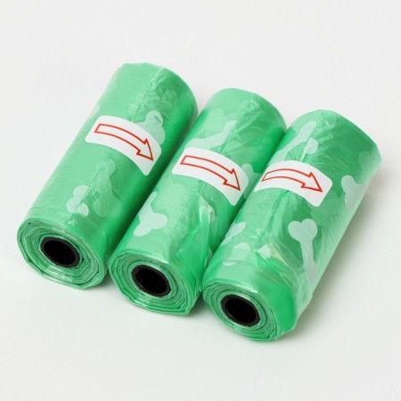 Packages for cleaning for dogs with printing (3 rolls of 15 packages 29x21 cm), green-1