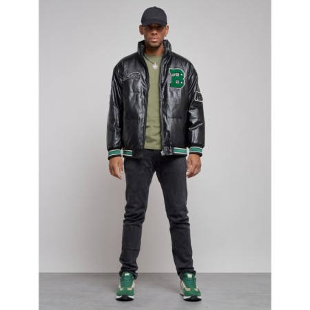 Eco -leather jacket men's, size 50, black color-8