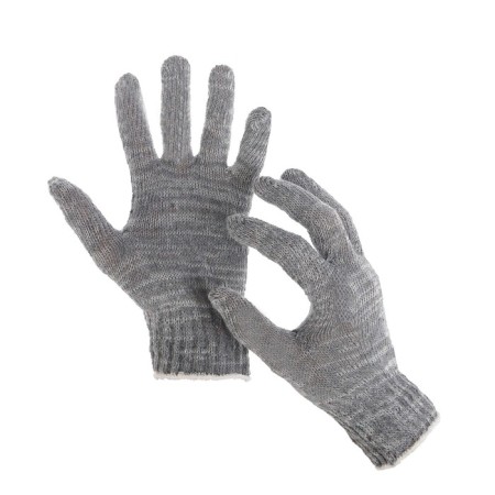 Garden gloves, hb, knitting grade 7, 3 threads, size 9, without coating, gray