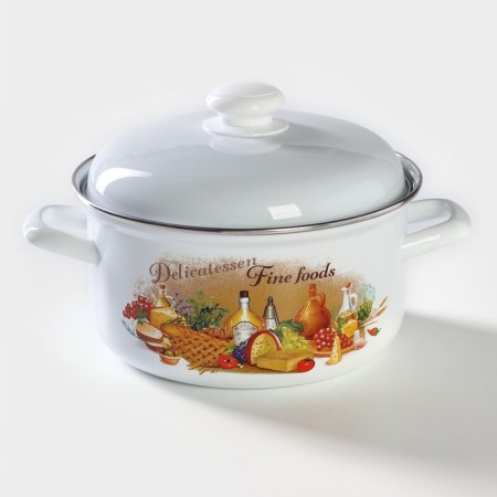 Cylindrical pan “Ural Suvenir”, 3 l, induction, white color, mix neckline-3