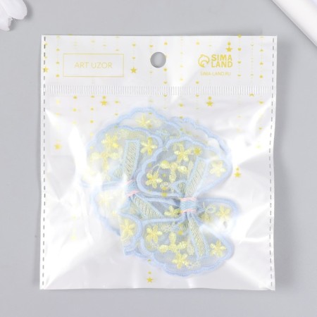 Decor for creativity Textile Embroidery "Bow in flower-yellow flowers" 7x5.5 cm-3