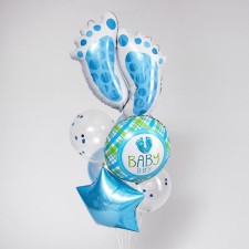 Букет из шаров «Рождение мальчика», следы, фольга, набор из 7 шт.