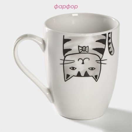 Porcelain share mug "Kis-kis-Mau", 350 ml, white color-1
