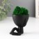 Kashpo concrete mini "Mr. Green" Ivazaru with moss black 5.5x6.5x6.5 cm (moss green stabil.)