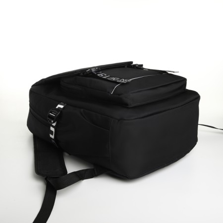 A backpack with a zipper, 2 external pockets, black color-2