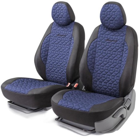 Fronts for front seats Soft, glassy cotton, 5 mm foam, 3D cut, 4 objects, open back, closed ends, 2 headrests, Airbag black/T. Sinius
