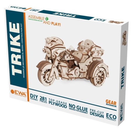 A prefabricated EWA wooden model “Motorcycle. Trike "-9