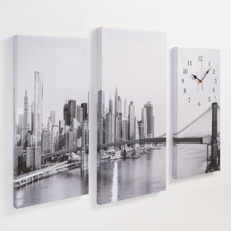 Carty clock is wall-mounted, modular "bridge", silent, 60 x 80 cm, triptych-1