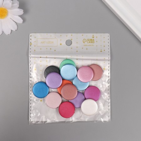 Beads for creativity wood "Plaint metallic" set 15 pcs 2x2x0.5 cm-3