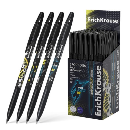 Ballic handle Erichkrause R-301 Stick & Grip "Sport DNA", node 0.7mm, blue, rubber holder, mix