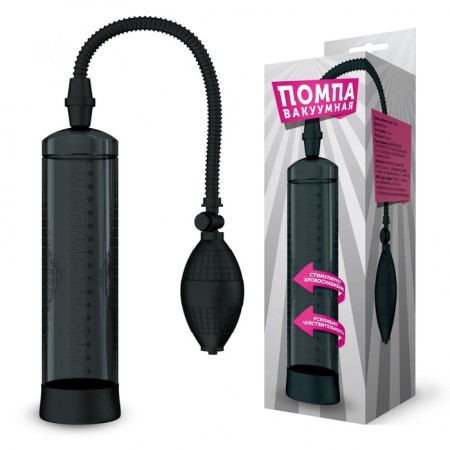 Pump for a penis jaga jaga, vacuum, ABS plastic, pear, 23 cm, black