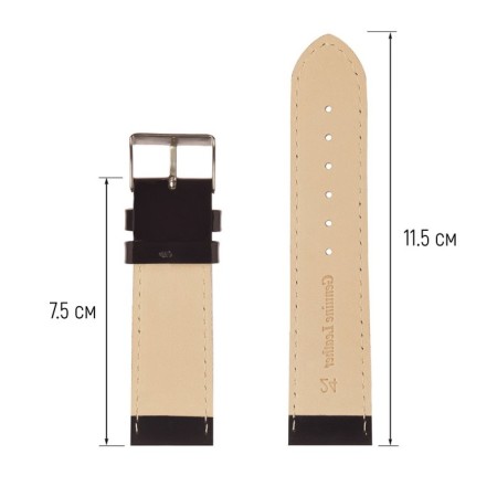 Watch strap, male, 24 mm, harness 75 mm, larynx 115 mm, genuine leather, black-2