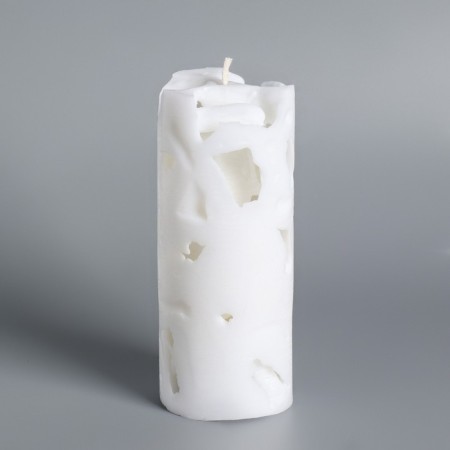 Candle-cylinder "openwork", 6x15 cm, white-1