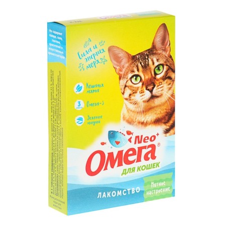 The treat of omega NEO+ "Mint mood" for cats, with cat mint, 90 table
